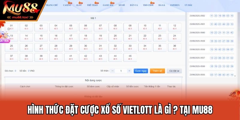 Hình thức đặt cược xổ số Vietlott là gì ? tại Mu88